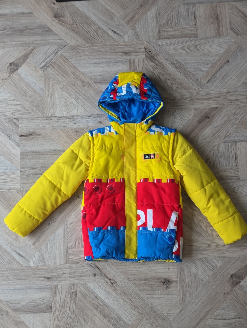 Adidas And LEGO Kids Colorblock 2 In 1 Puffer Jacket/ Vest In Yellow/Red/Blue